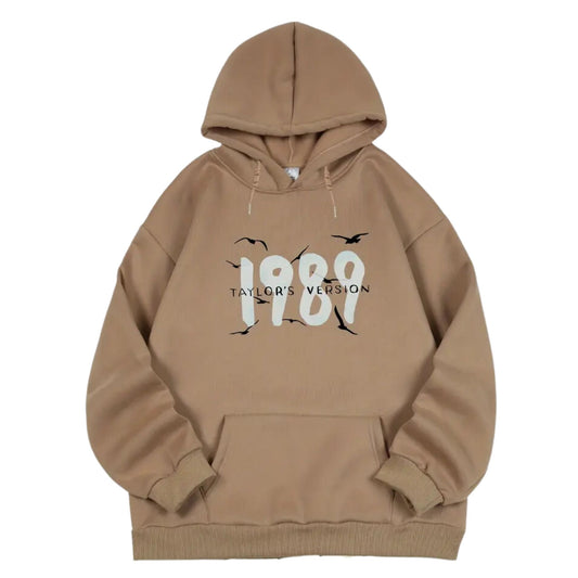 1989 Taylor's Version Adult Relaxed Long Sleeve Hoodie - Khaki