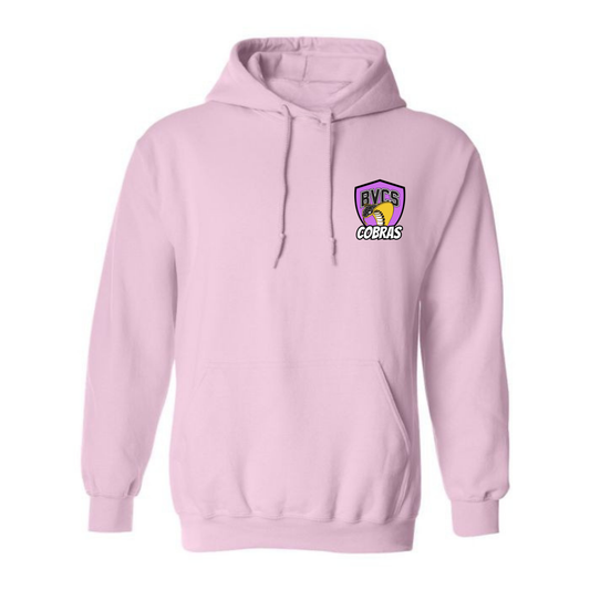 Youth Personalized BVCS Purple Neon Cobra Hooded Sweatshirt - Light Pink