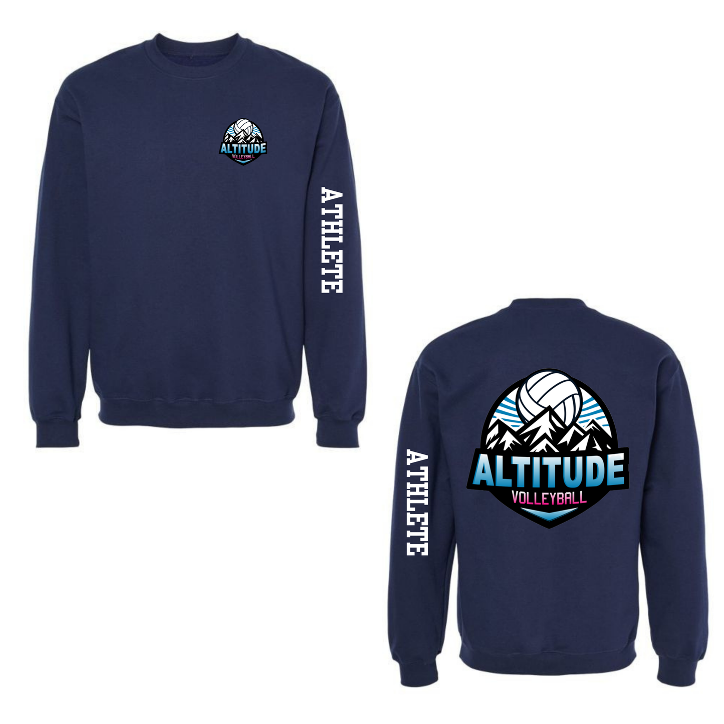 Altitude Personalized Volleyball Crewneck Sweatshirt - Navy (Youth & Adult)