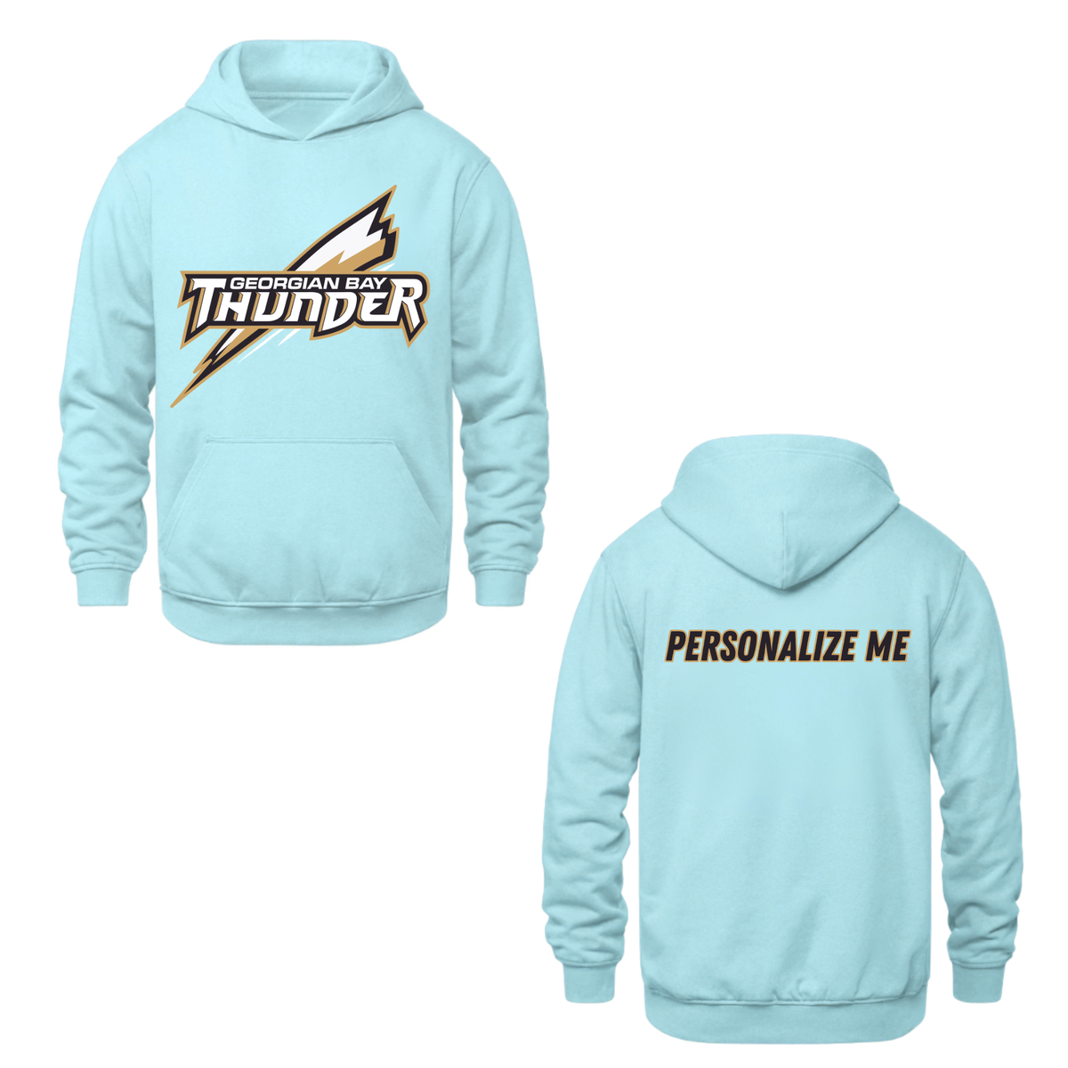 Georgian Bay Thunder Oversize Logo Hooded Sweatshirt - Light Blue / Optional Personalization