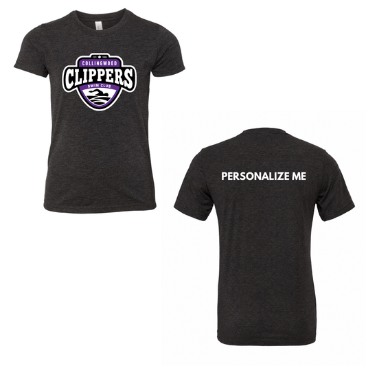 Collingwood Clippers Personalized Oversize Logo Short Sleeve Shirt - Charcoal Black Triblend