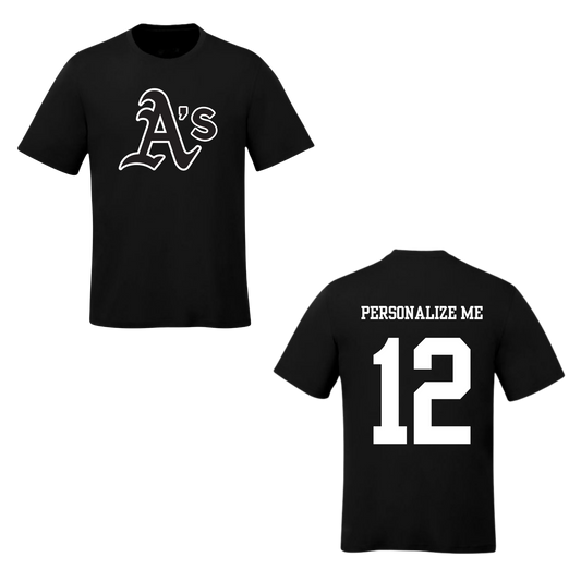 Annette Baseball - "A's" Logo /  Personalized - Black