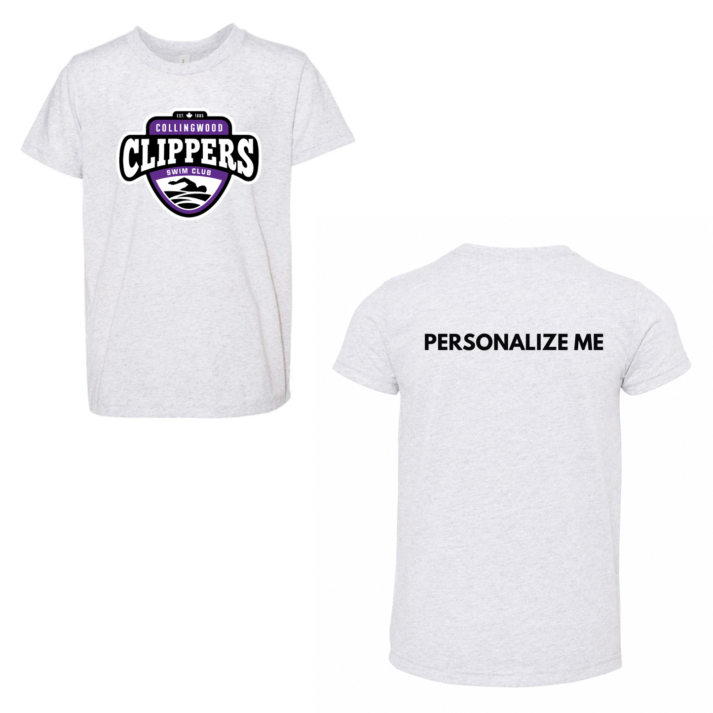 Collingwood Clippers Personalized Oversize Logo Short Sleeve Shirt - White Fleck Triblend