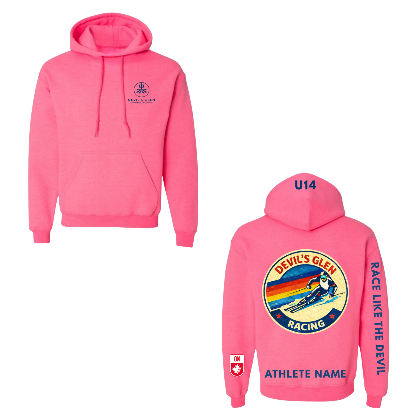 Devil's Glen Racing Hooded Sweatshirt - Safety Pink