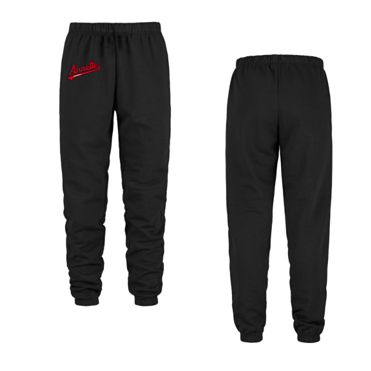 Annette Baseball - Mini Red Script Logo Joggers / Non-Personalized - Black