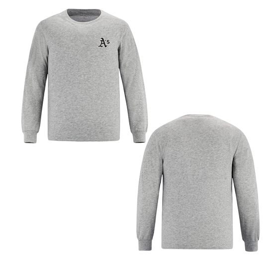 Annette Baseball Long Sleeve Shirt - A's Mini Logo - Grey