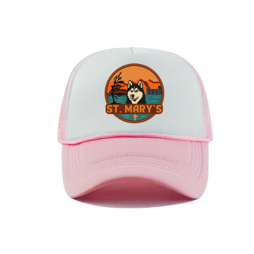 Kindness Collection St. Mary's Logo Snapback Hat - Ballet Pink / White