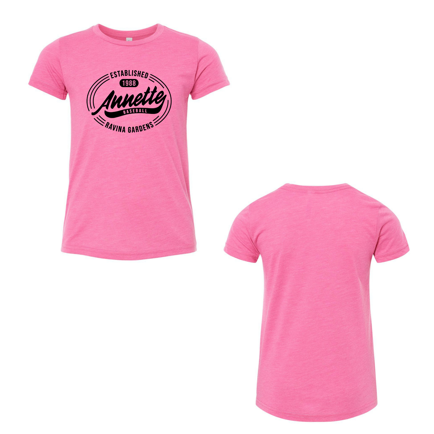 Annette Baseball Short Sleeve Shirt - Vintage Logo Tee - Charity Pink Triblend