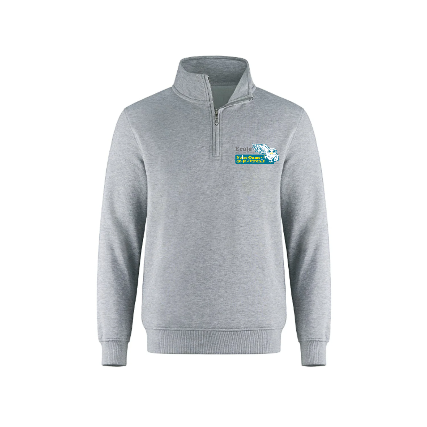 Notre-Dame-de-la-Huronie Quarter Zip Sweatshirt - Dual Logo /  Grey