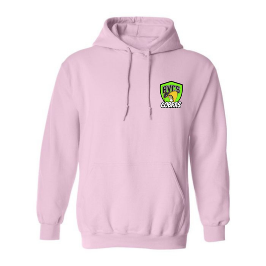 Youth Personalized BVCS Green Neon Cobra Hooded Sweatshirt - Light Pink
