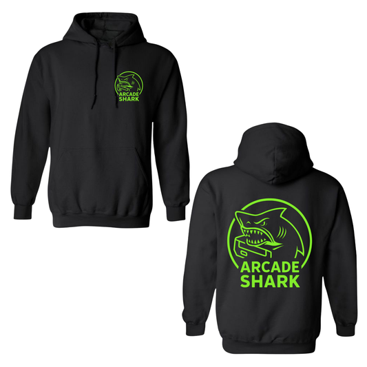 Arcade Shark Oversize Logo Hooded Sweatshirt - Black