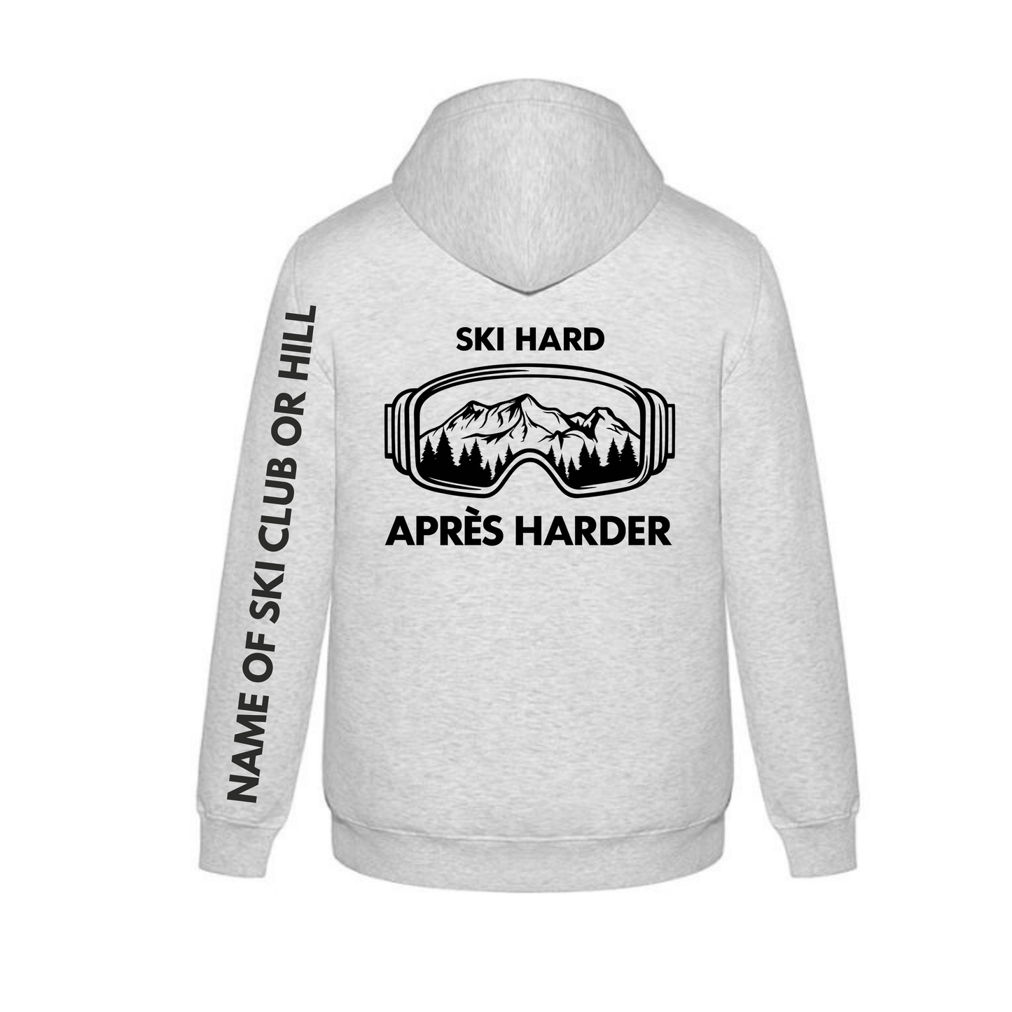 Ski Hard / Après Harder Adult Hooded Sweatshirt - Ash Grey
