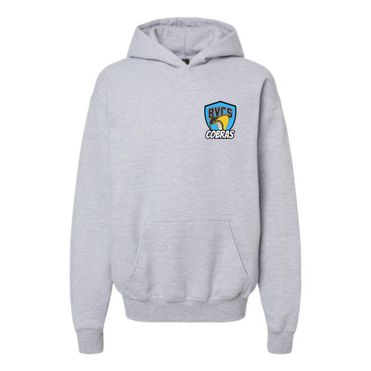 Youth Personalized BVCS Blue Neon Cobra Hooded Sweatshirt - Sport Grey
