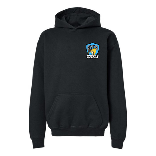 Youth Personalized BVCS Blue Neon Cobra Hooded Sweatshirt - Black