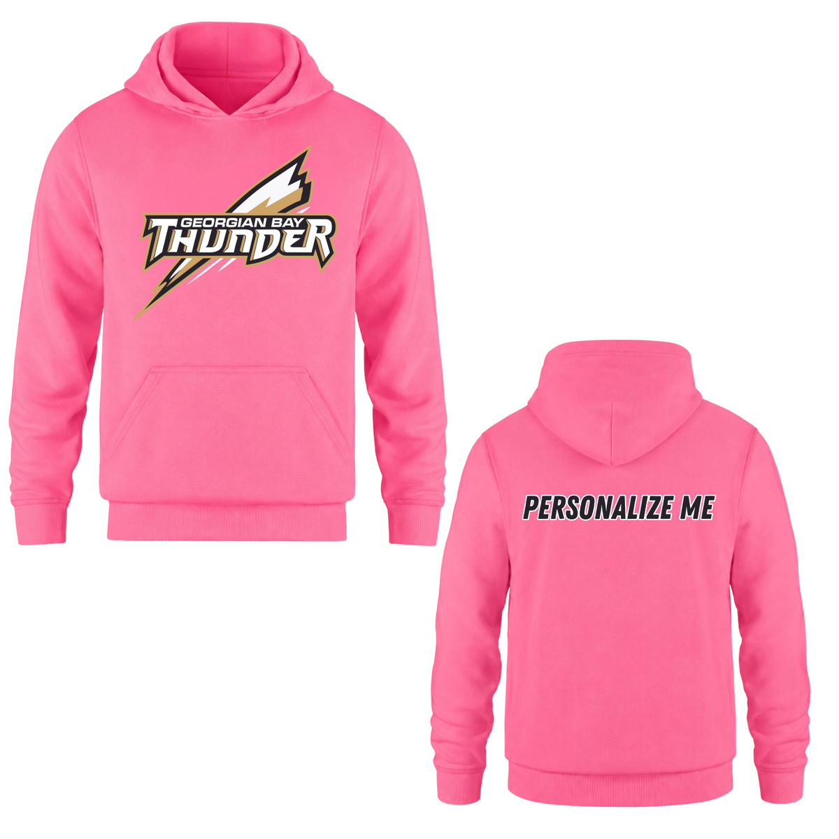 Georgian Bay Thunder Oversize Logo Hooded Sweatshirt - Neon Pink / Optional Personalization
