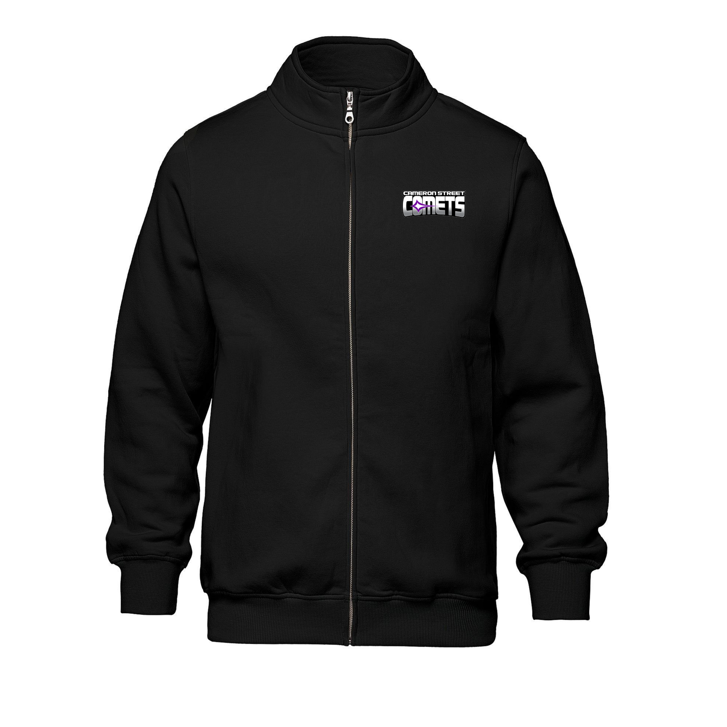 Cameron Street Comets Full Zip Sweatshirt - Black / Mini Purple Logo