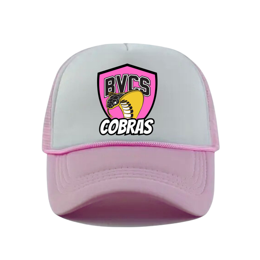BVCS Neon Pink Cobra Snapback Hat - Ballet Pink / White