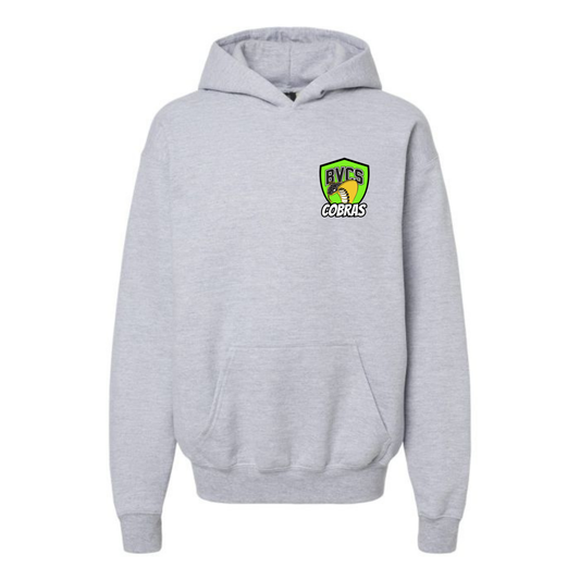 Youth Personalized BVCS Green Neon Cobra Hooded Sweatshirt - Sport Grey