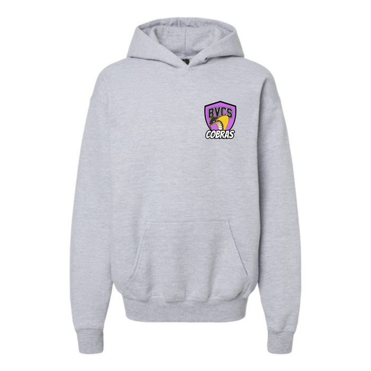 Youth Personalized BVCS Purple Neon Cobra Hooded Sweatshirt - Sport Grey