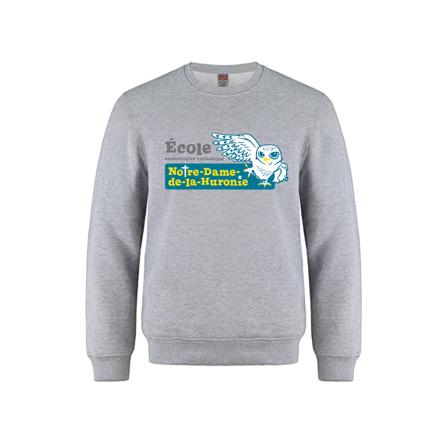 Notre-Dame-de-la-Huronie Crewneck Sweatshirt - Large Logo /  Grey