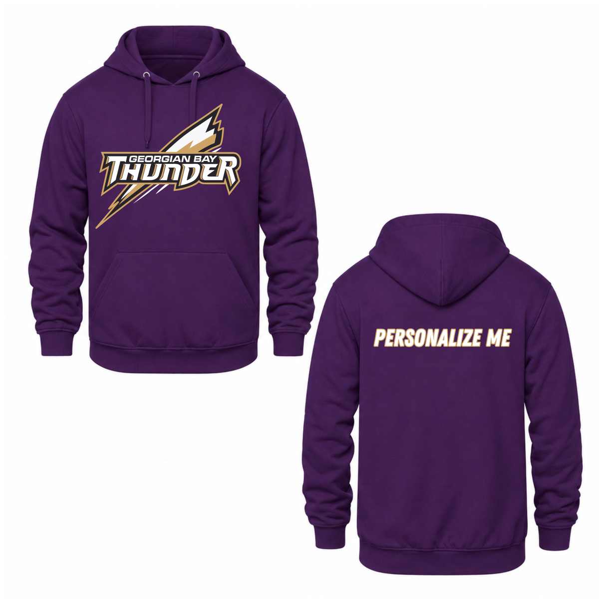 Georgian Bay Thunder Oversize Logo Hooded Sweatshirt - Purple / Optional Personalization