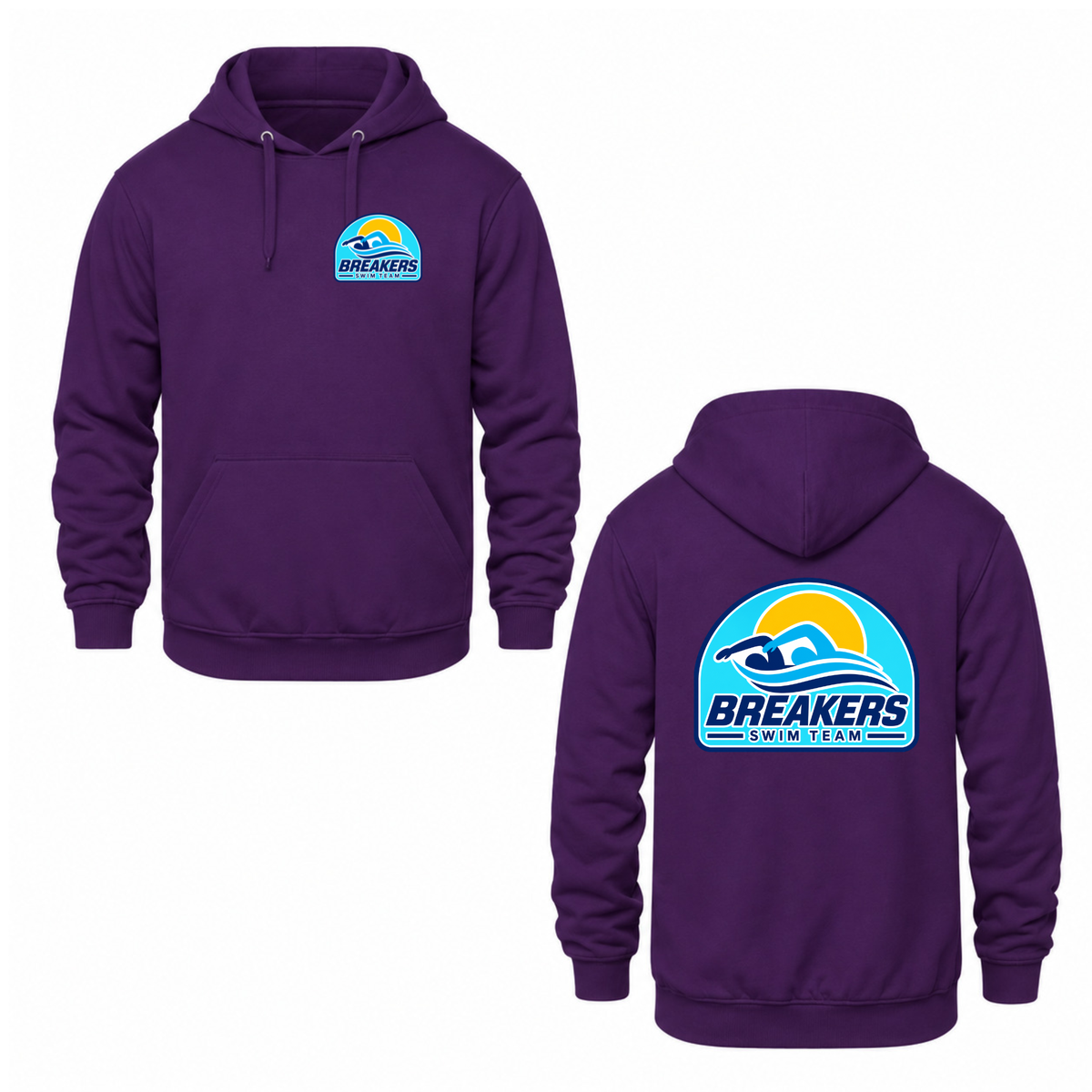 Breakers Swim Team Hooded Sweatshirt - Dual Logo - Purple / Blue