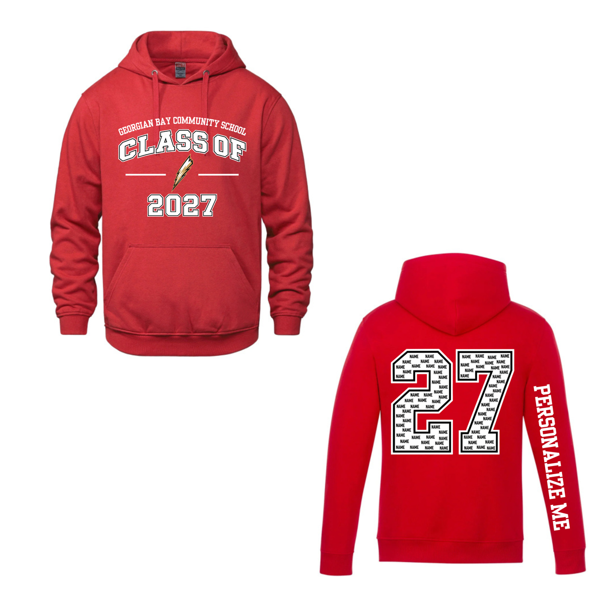 2027 GBCS Graduating Class Hooded Sweatshirt - Red / Optional Personalization