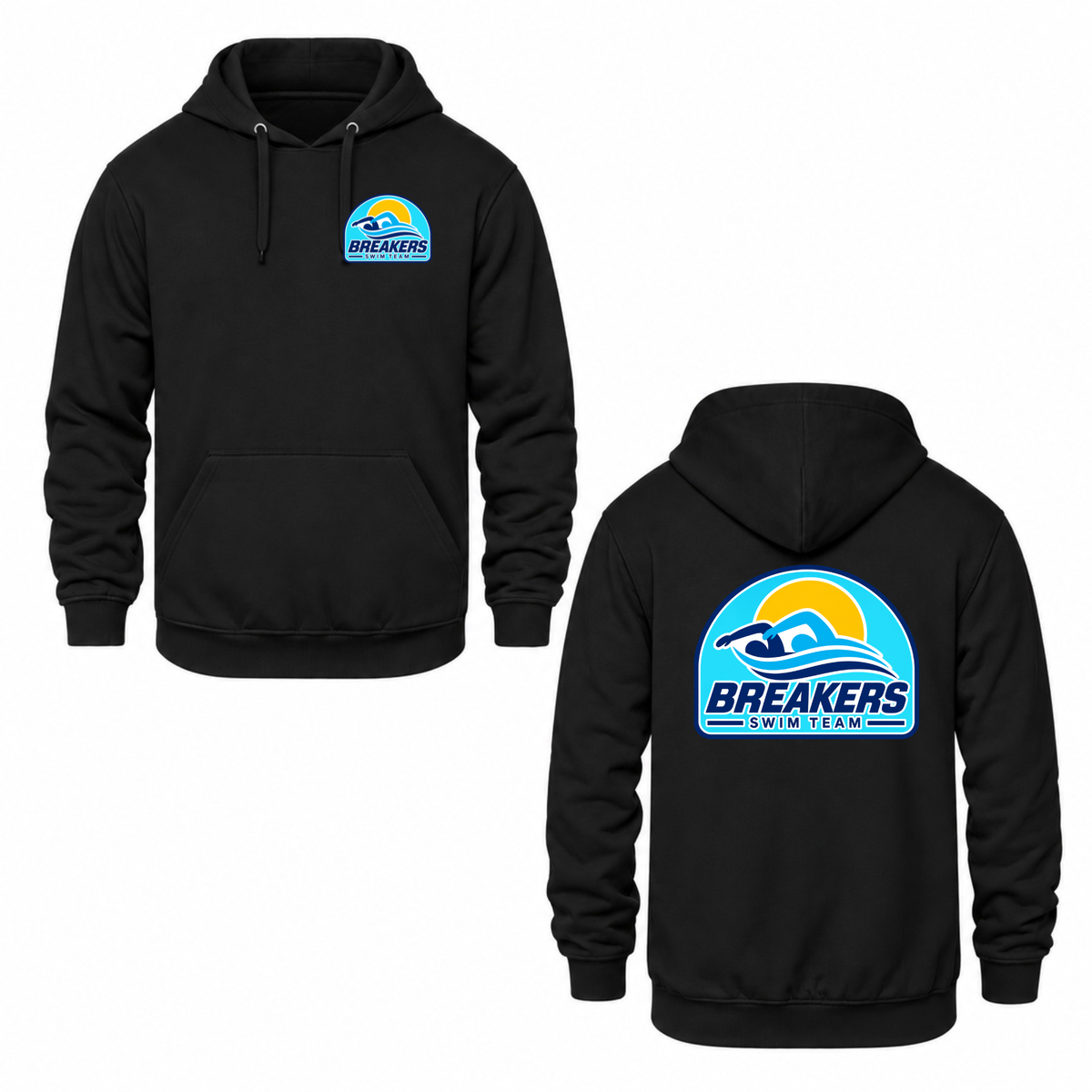 Breakers Swim Team Hooded Sweatshirt - Dual Logo - Black / Blue