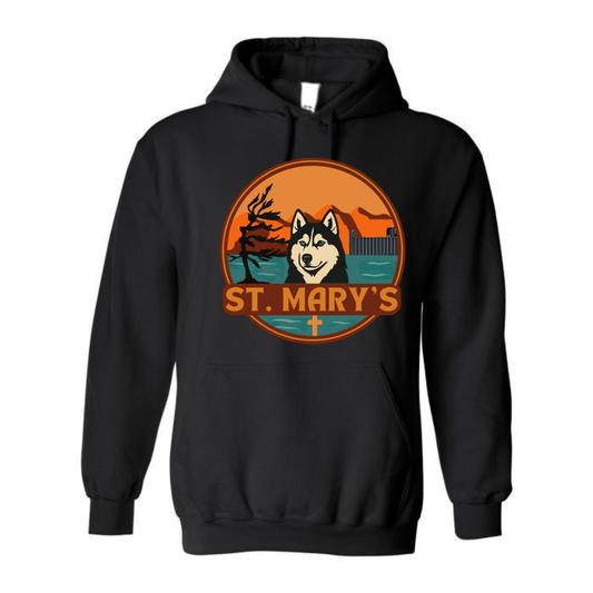 Youth Personalized St. Mary's Oversize Logo Hooded Sweatshirt - Black