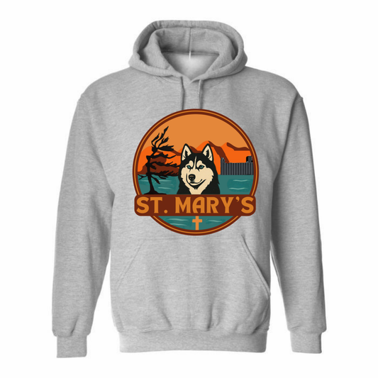 Youth Personalized St. Mary's Oversize Logo Hooded Sweatshirt - Sport Grey