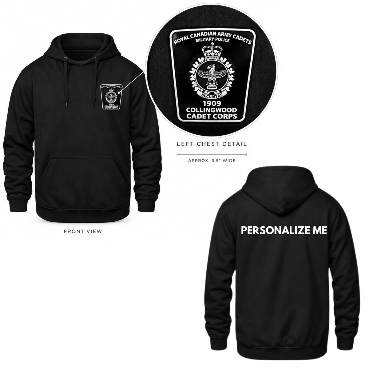 1909 Collingwood Cadet Corps Hooded Sweatshirt - Black