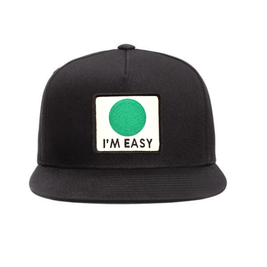 I'M EASY Patch Five-panel Flat-Bill Hat - Black / Black