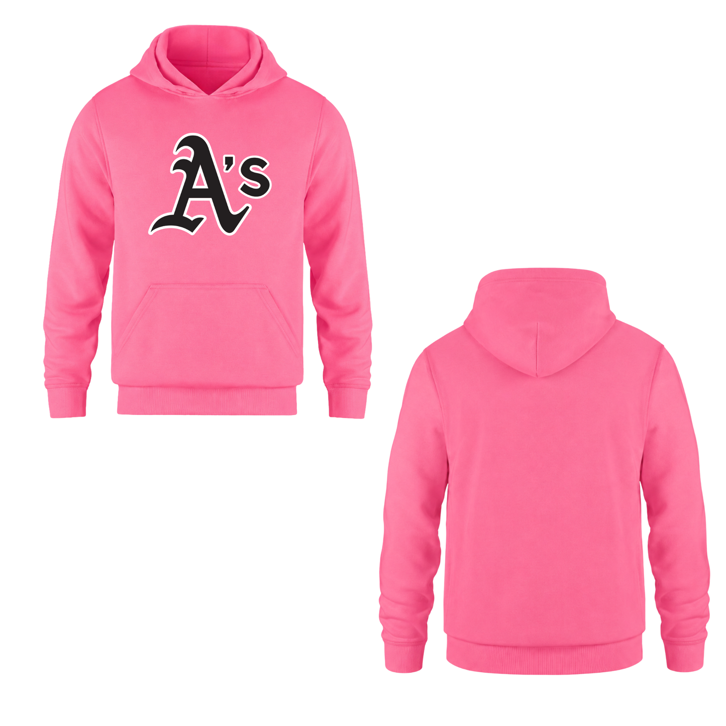 Annette Baseball Hooded Sweatshirt - "A's" Logo /  Non-Personalized - Neon Pink