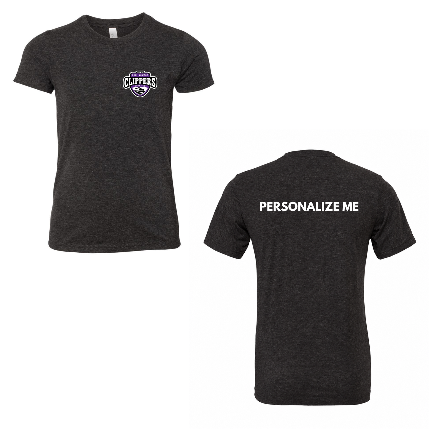 Collingwood Clippers Personalized Mini Logo Short Sleeve Shirt - Charcoal Black Triblend