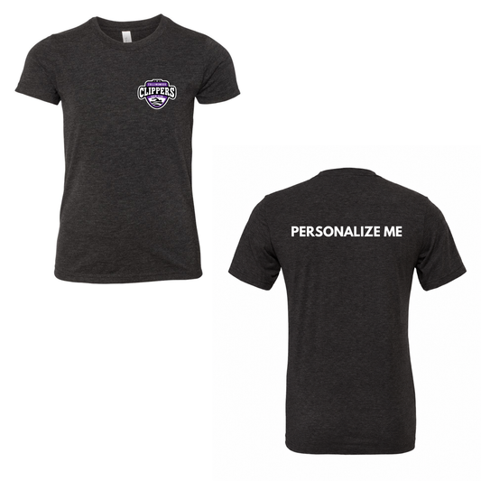 Collingwood Clippers Personalized Mini Logo Short Sleeve Shirt - Charcoal Black Triblend