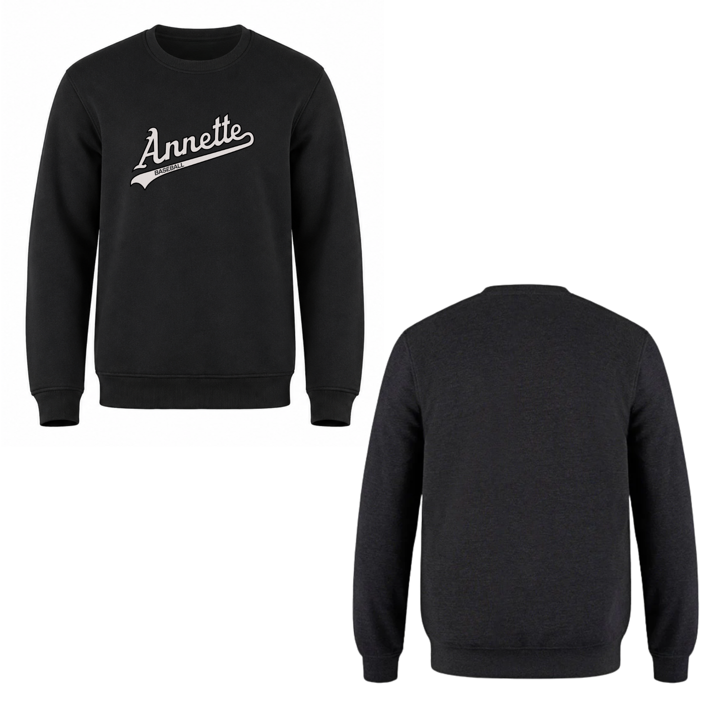 Annette Baseball Oversize Script Logo Crewneck Sweatshirt - Black