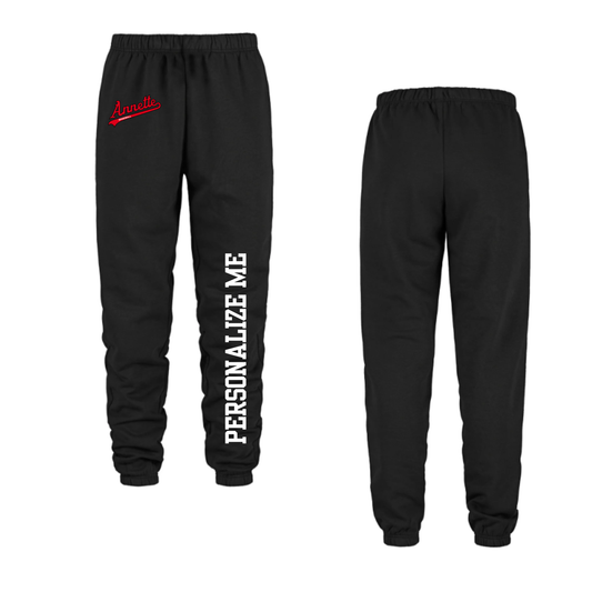 Annette Baseball - Mini Red Script Logo / Personalized - Black