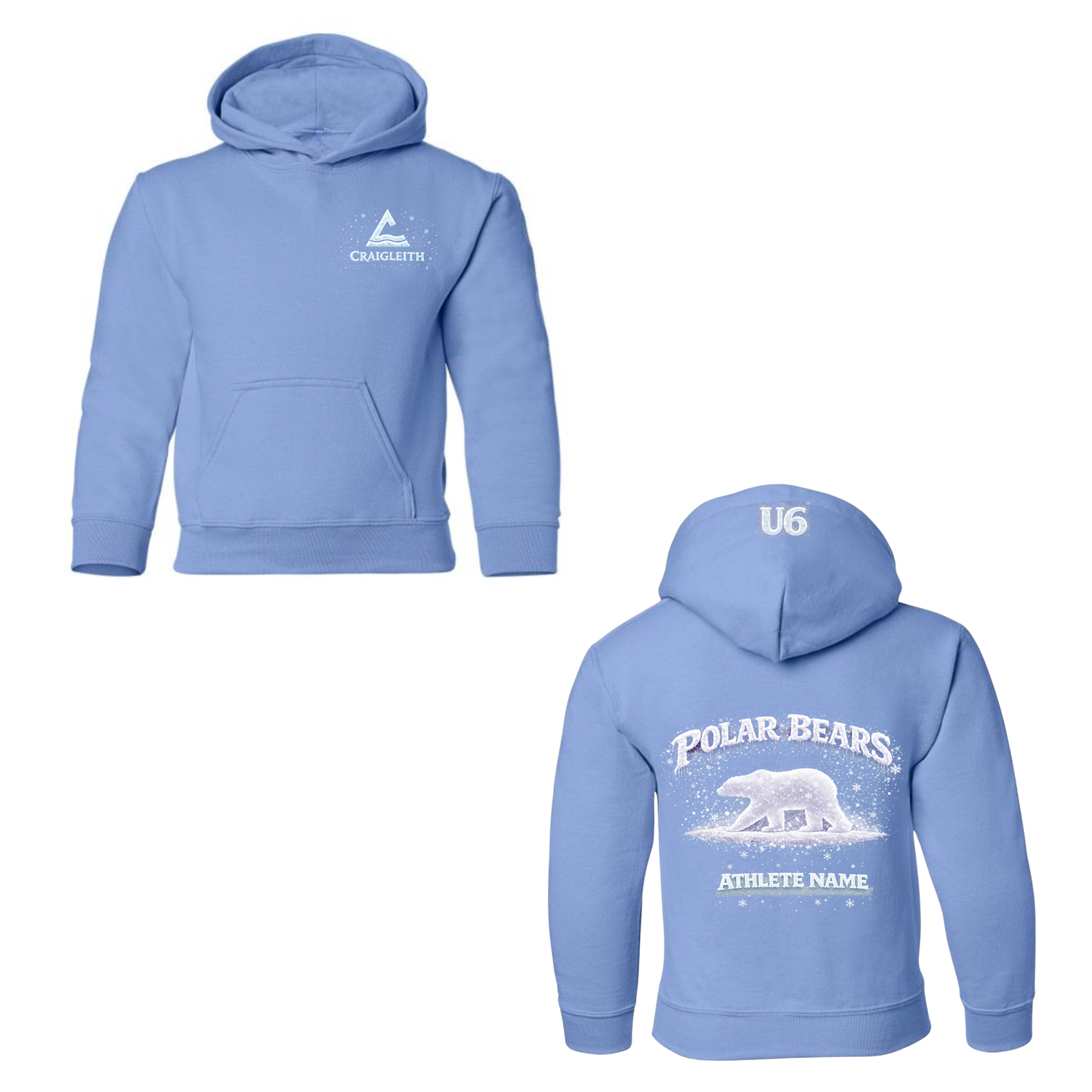 U6 Craigleith Polar Bear Hooded Small Logo Sweatshirt - Carolina Blue