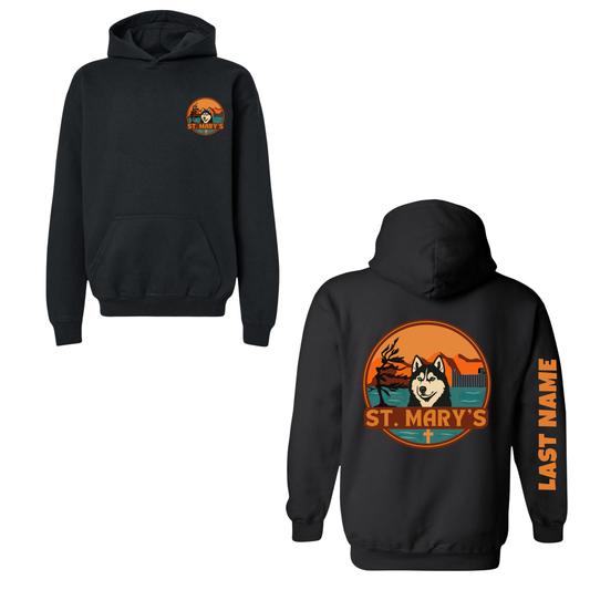 Adult Personalized St. Mary's Oversize Logo Hooded Sweatshirt - Black