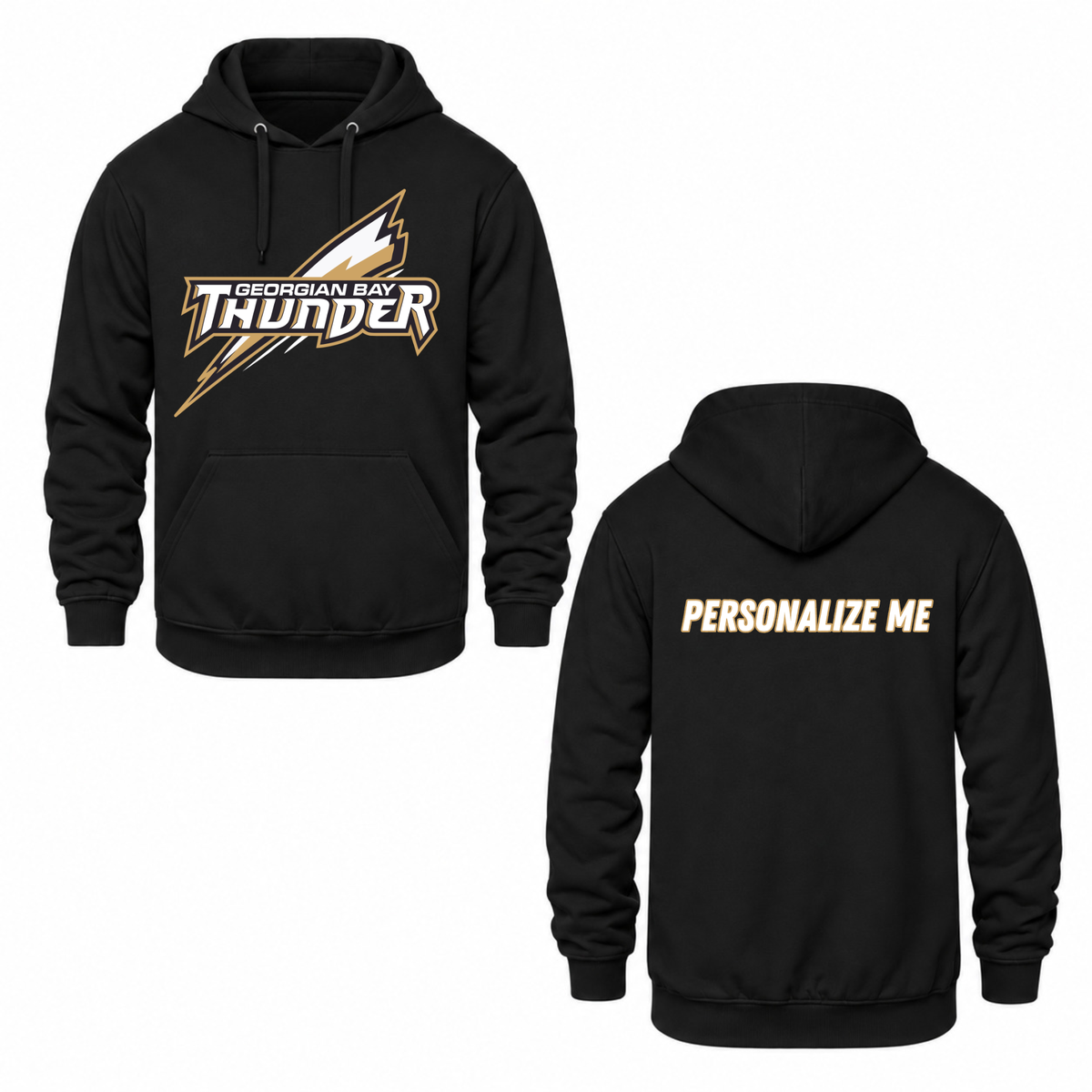 Georgian Bay Thunder Oversize Logo Hooded Sweatshirt - Black / Optional Personalization