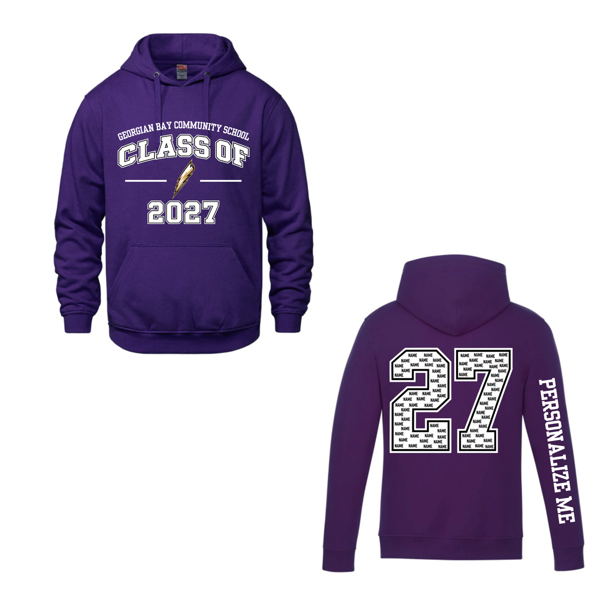 2027 GBCS Graduating Class Hooded Sweatshirt - Purple / Optional Personalization