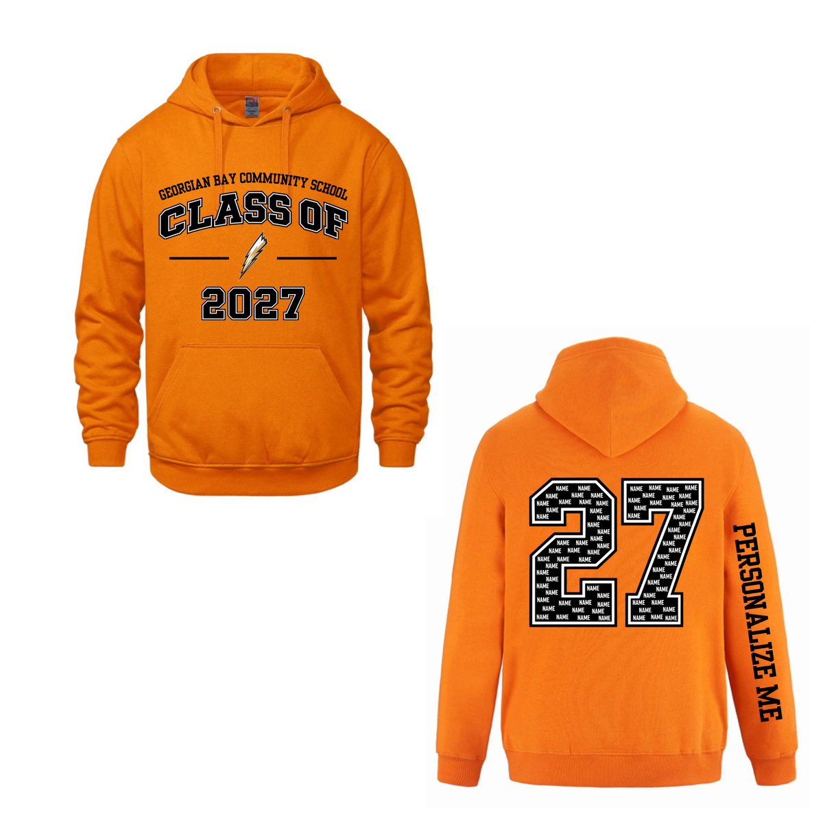 2027 GBCS Graduating Class Hooded Sweatshirt - Orange / Optional Personalization