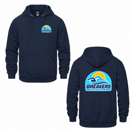 Breakers Swim Team Hooded Sweatshirt - Dual Logo - Navy / Blue