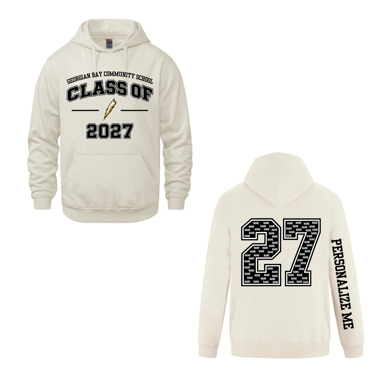 2027 GBCS Graduating Class Hooded Sweatshirt - Sand / Optional Personalization