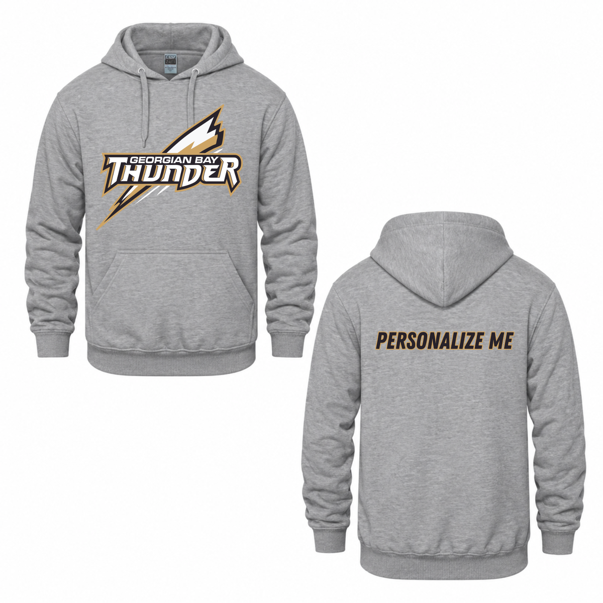 Georgian Bay Thunder Oversize Logo Hooded Sweatshirt - Athletic Grey Heather / Optional Personalization