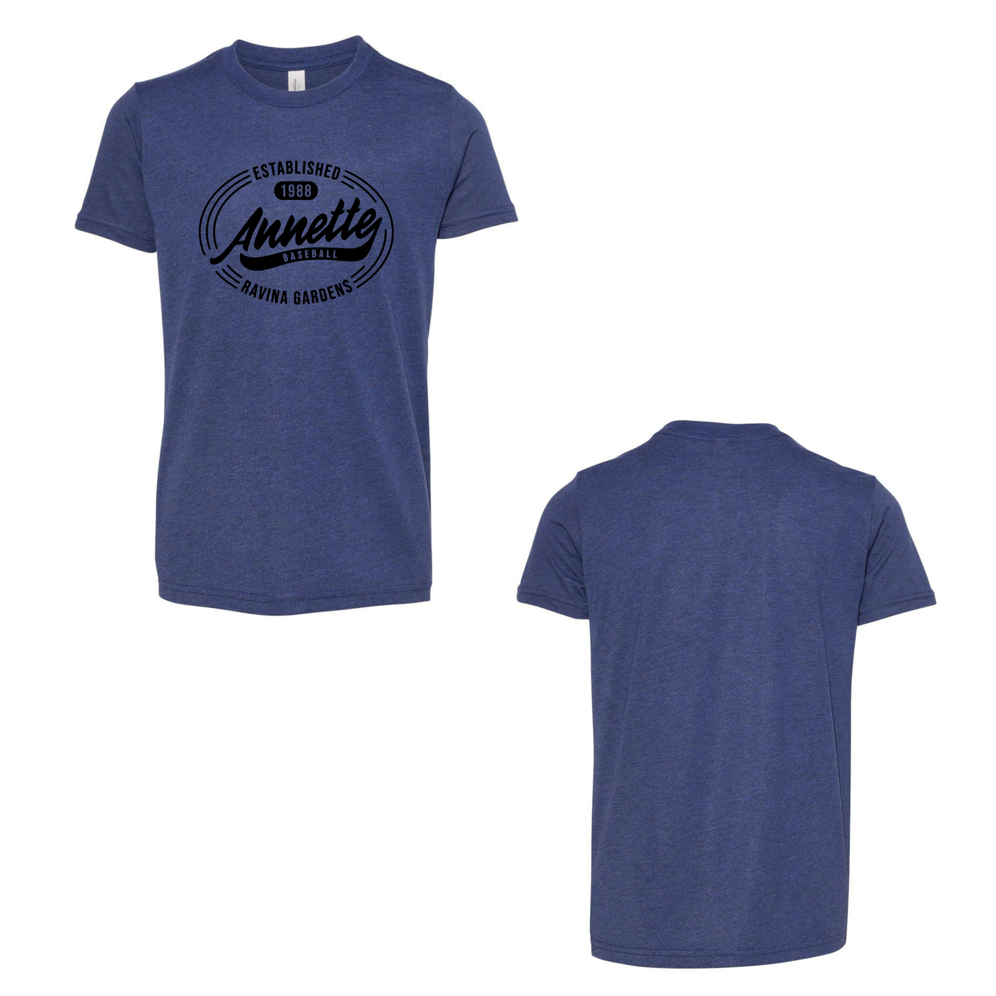 Annette Baseball Short Sleeve Shirt - Vintage Logo Tee - Navy Triblend