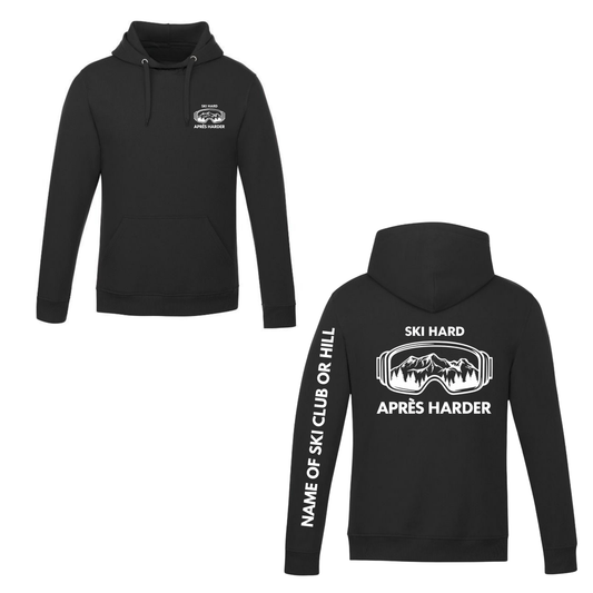 Ski Hard / Après Harder Adult Hooded Sweatshirt - Black