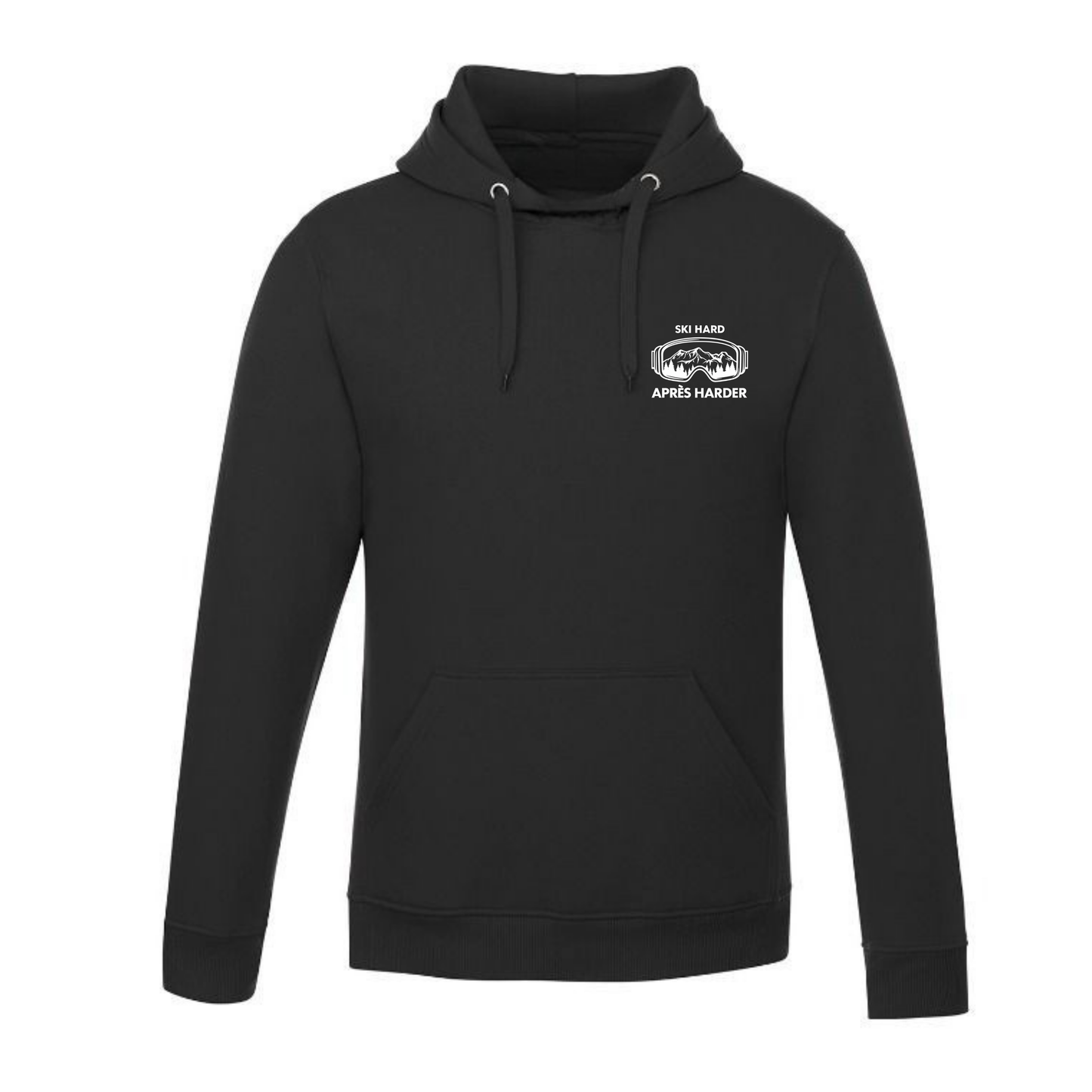 Ski Hard / Après Harder Adult Hooded Sweatshirt - Black