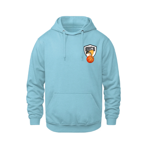 BVCS Basketball Personalized Dual Logo Hooded Sweatshirt - Sky Blue (Youth & Adult)