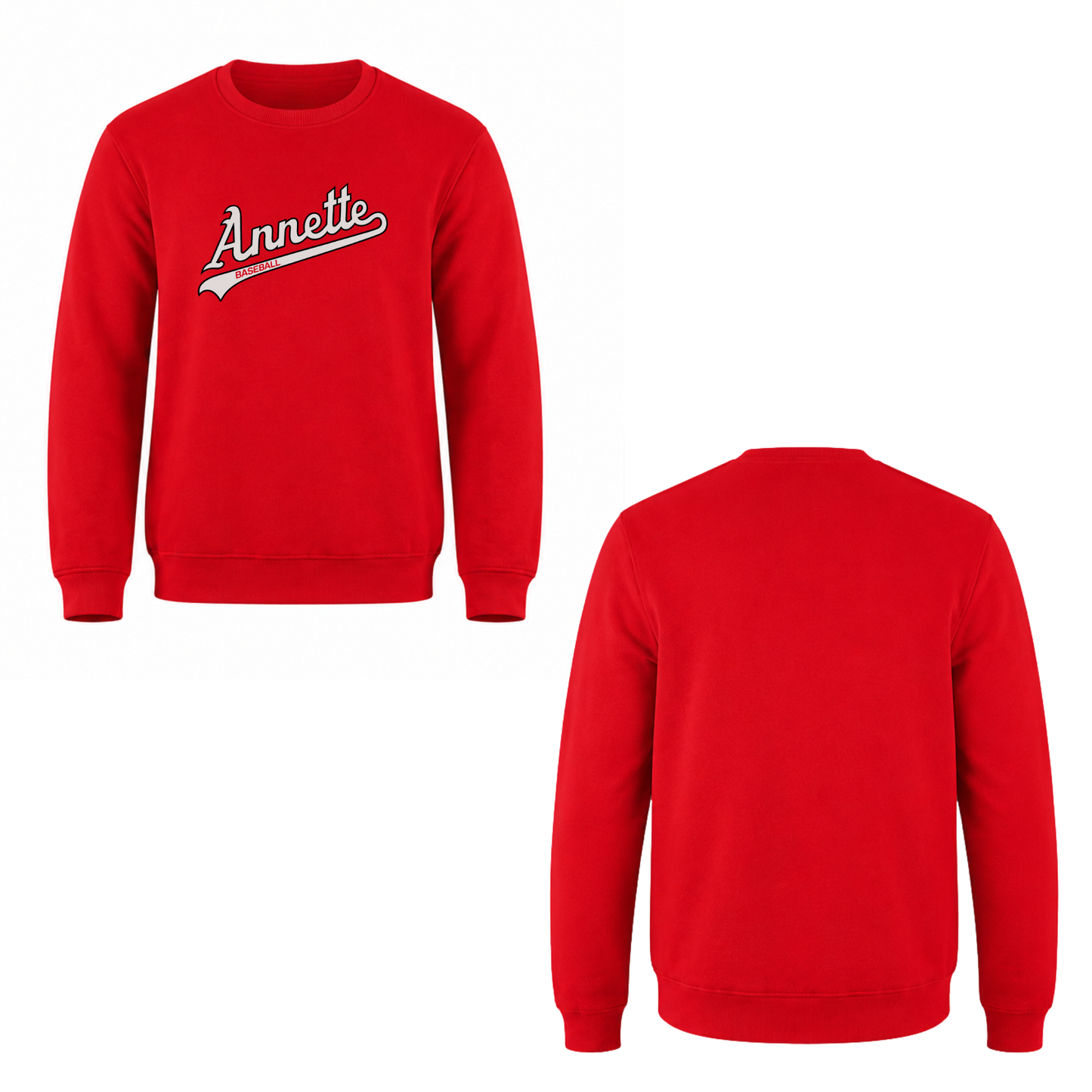 Annette Baseball Oversize Script Logo Crewneck Sweatshirt - Red